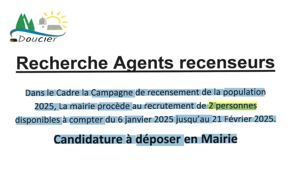 Recherche agents recenseurs